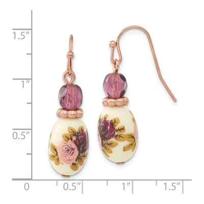 1928 Rose-tone Purple Crystal Dangle Earrings – view 3