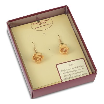 Lacquer-Dipped White Rose Dangle Earrings – view 4