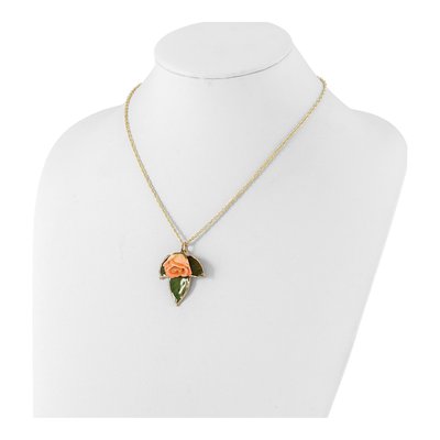 Real Rose & Leaf Pendant Necklace, Gold-tone, 20 in – view 4