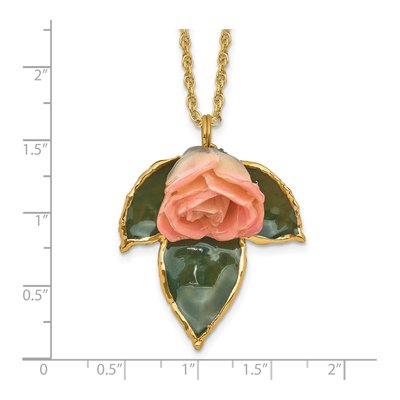Real Rose & Leaf Pendant Necklace, Gold-tone, 20 in – view 7