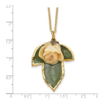 Real White Rose & Leaf 20" Gold-Tone Necklace – view 7