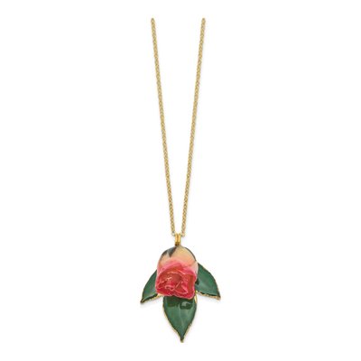 Real Rosebud & Leaf Necklace, 20 in Gold-tone – view 2