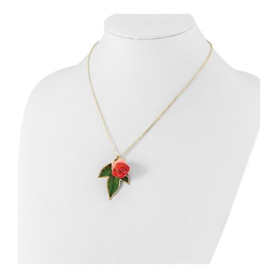 Real Rosebud & Leaf Necklace, 20 in Gold-tone – view 4