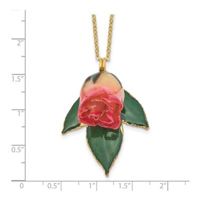 Real Rosebud & Leaf Necklace, 20 in Gold-tone – view 7
