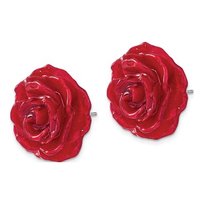 Real Rose Silver-tone Post Earrings – view 2