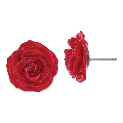 Real Rose Silver-tone Post Earrings