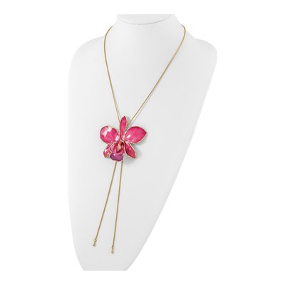 Real Fuchsia Orchid Necklace with 24K Gold Trim – view 4
