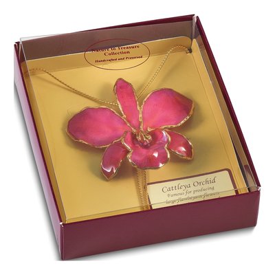 Real Fuchsia Orchid Necklace with 24K Gold Trim – view 5