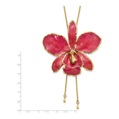 Real Fuchsia Orchid Necklace with 24K Gold Trim – view 6