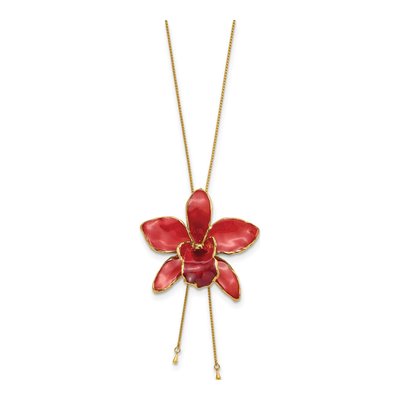 Real Red Orchid Necklace with 24K Gold Trim – view 2