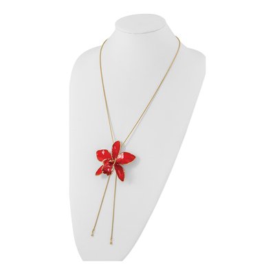 Real Red Orchid Necklace with 24K Gold Trim – view 4
