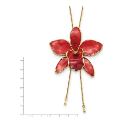 Real Red Orchid Necklace with 24K Gold Trim – view 6