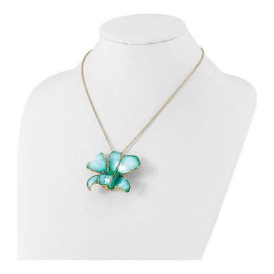 Real Blue Orchid Necklace, 24K Gold-trim – view 4