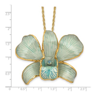 Real Blue Orchid Necklace, 24K Gold-trim – view 6