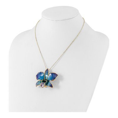 24K Gold-Trim Real Orchid 20" Necklace – view 4