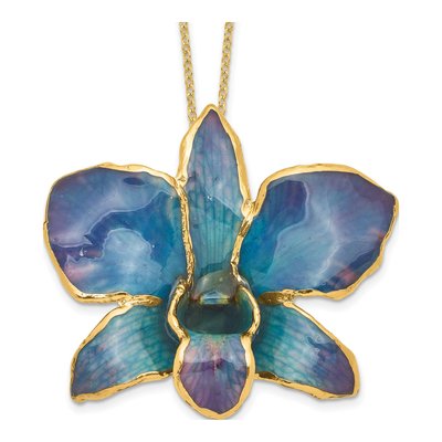 24K Gold-Trim Real Orchid 20" Necklace