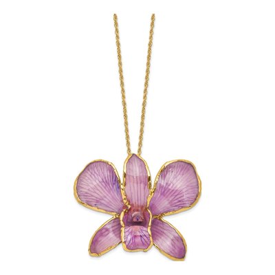 24K Gold-Trim Lavender Orchid 20" Necklace – view 2