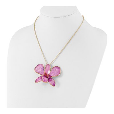 24K Gold-Trim Lavender Orchid 20" Necklace – view 4
