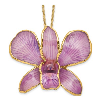 24K Gold-Trim Lavender Orchid 20" Necklace