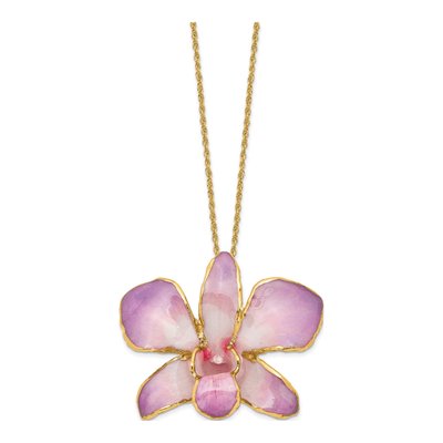 Real Dendrobium Orchid 24K Gold-trim Necklace, 20" – view 2