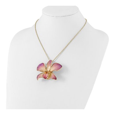 Real Dendrobium Orchid 24K Gold-trim Necklace, 20" – view 4
