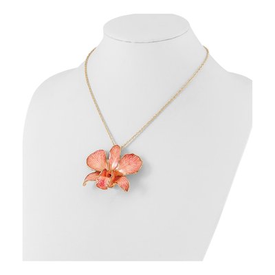 24K Gold-trim Real Pink Orchid 20" Necklace – view 4
