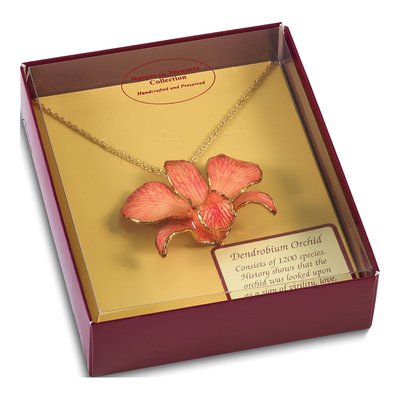 24K Gold-trim Real Pink Orchid 20" Necklace – view 5