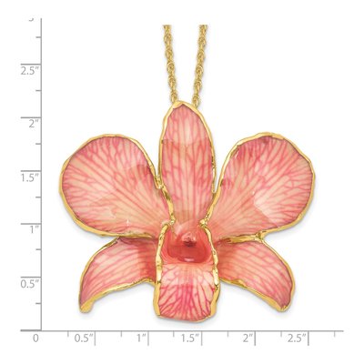 24K Gold-trim Real Pink Orchid 20" Necklace – view 6