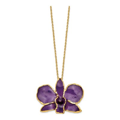 24K Gold-Trim Purple Real Orchid 20" Necklace – view 2