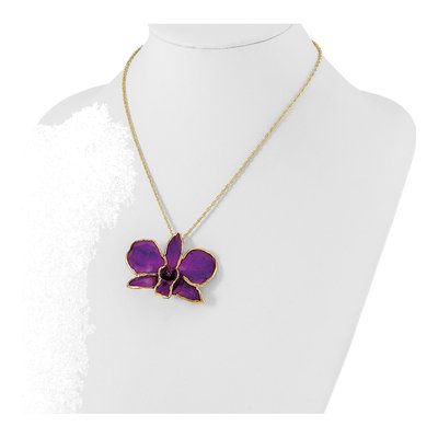 24K Gold-Trim Purple Real Orchid 20" Necklace – view 4