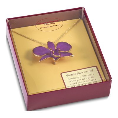 24K Gold-Trim Purple Real Orchid 20" Necklace – view 5