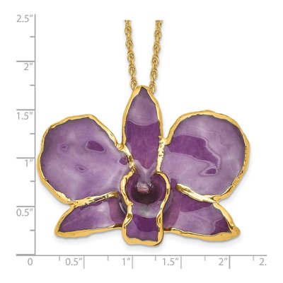 24K Gold-Trim Purple Real Orchid 20" Necklace – view 6