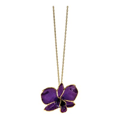 24K Gold-Trim Purple Real Orchid 20" Necklace – view 7