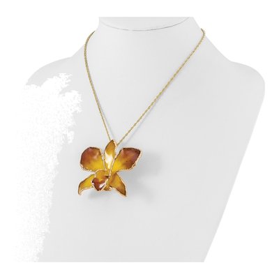 Real Orchid Necklace, 24K Gold-trim, 20 in Chain – view 4