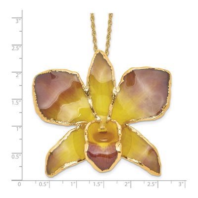 Real Orchid Necklace, 24K Gold-trim, 20 in Chain – view 6