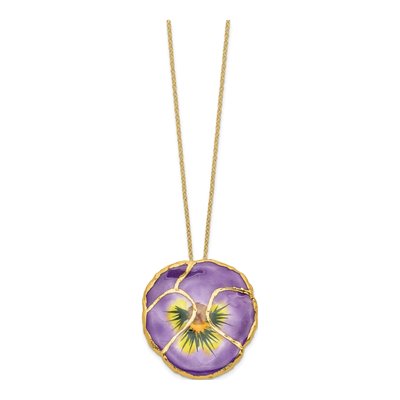 Real Pansy 20" Gold-tone Necklace – view 2