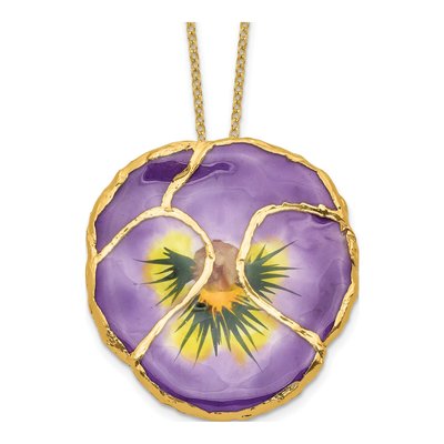 Real Pansy 20" Gold-tone Necklace