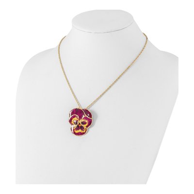 Real Pansy Necklace, 24K Gold-trim, 20in Chain – view 4