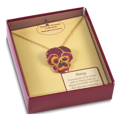 Real Pansy Necklace, 24K Gold-trim, 20in Chain – view 5