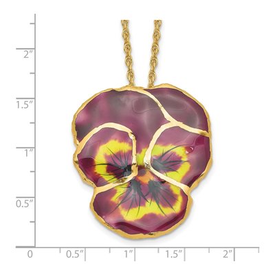 Real Pansy Necklace, 24K Gold-trim, 20in Chain – view 6