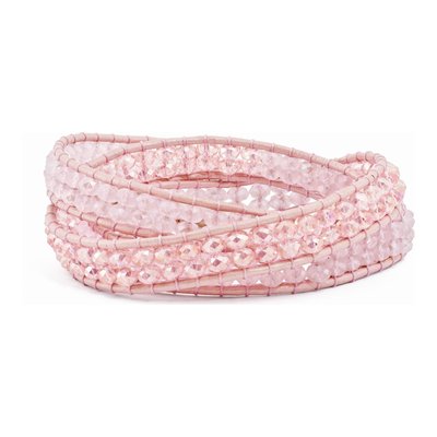 Pink Leather Rose Quartz Wrap Bracelet