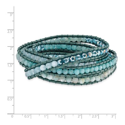 Amazonite & Blue Quartz Leather Wrap Bracelet – view 2