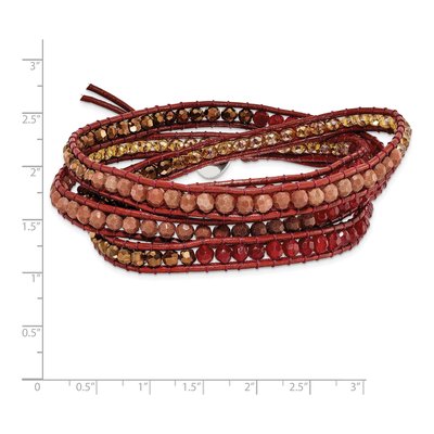Crystal & Red Quartz Leather Wrap Bracelet – view 2