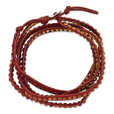 Crystal & Red Quartz Leather Wrap Bracelet – view 3