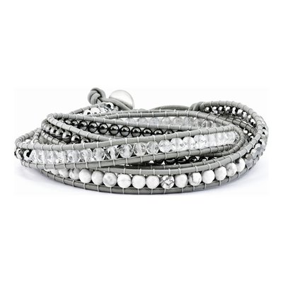Crystal Hematite Howlite Leather Wrap Bracelet