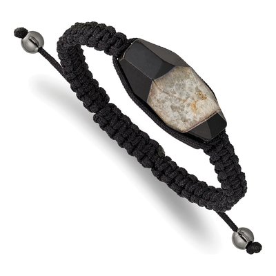 Milky Crystal Agate & Hematite Bead Bracelet