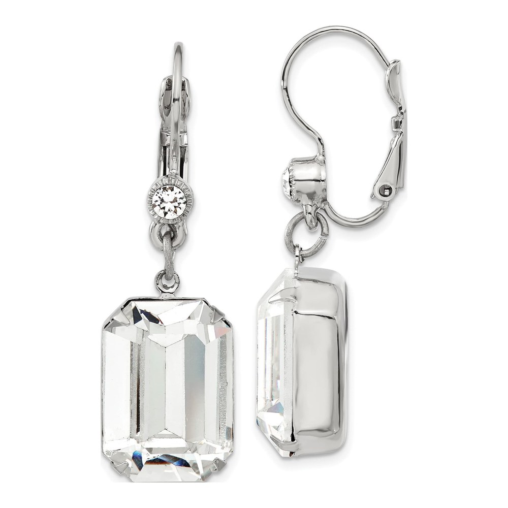 1928 Jewelry Silver-tone Crystal Leverback Earrings