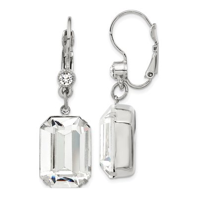 1928 Jewelry Silver-tone Crystal Leverback Earrings