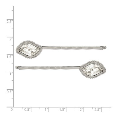 1928 Jewelry Silver-Tone Crystal Hairpins, Set of 2 – view 3