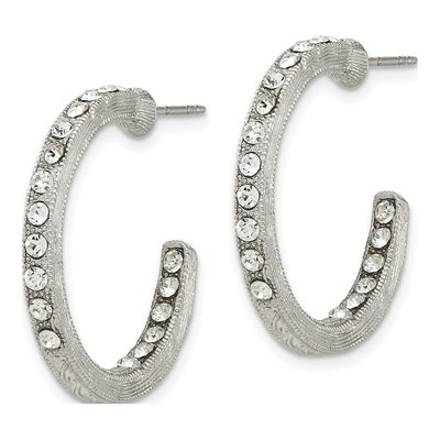 1928 Silver-tone Crystal In & Out Hoop Earrings – view 2
